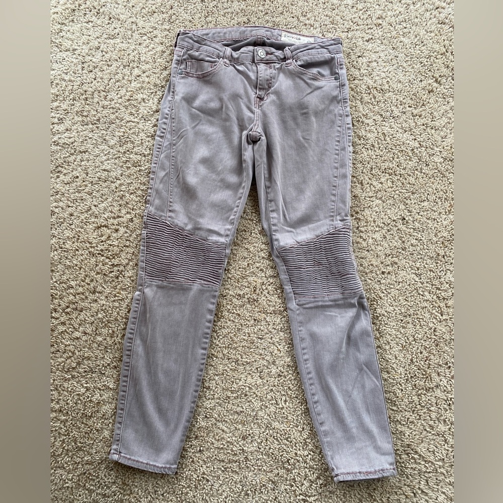 Pistola Womens Skinny Jeans Grey/Pinkish color with Ribbed Knees ~size 27